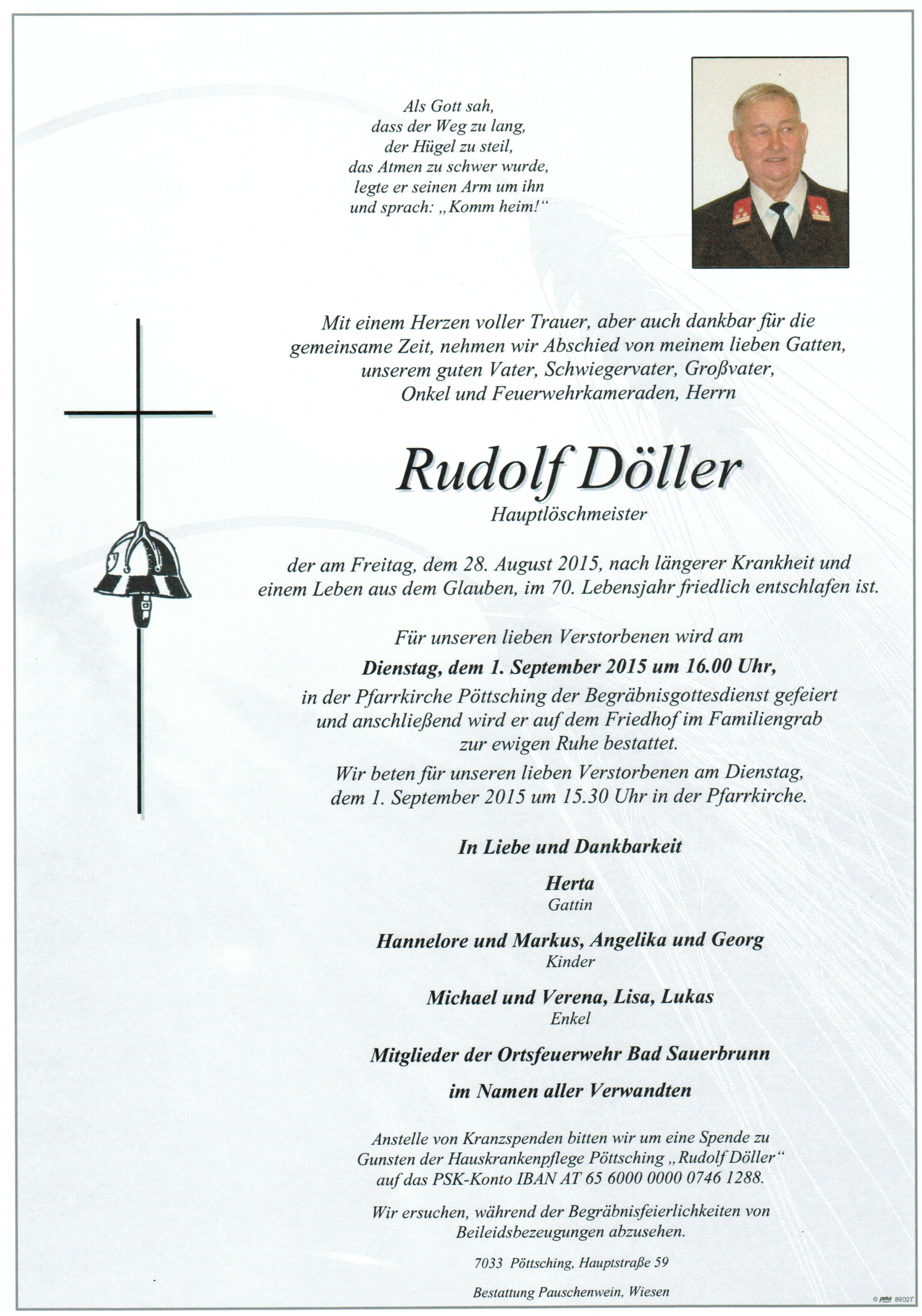 HLM Rudolf DÖLLER, verstorben am 28.8.2015