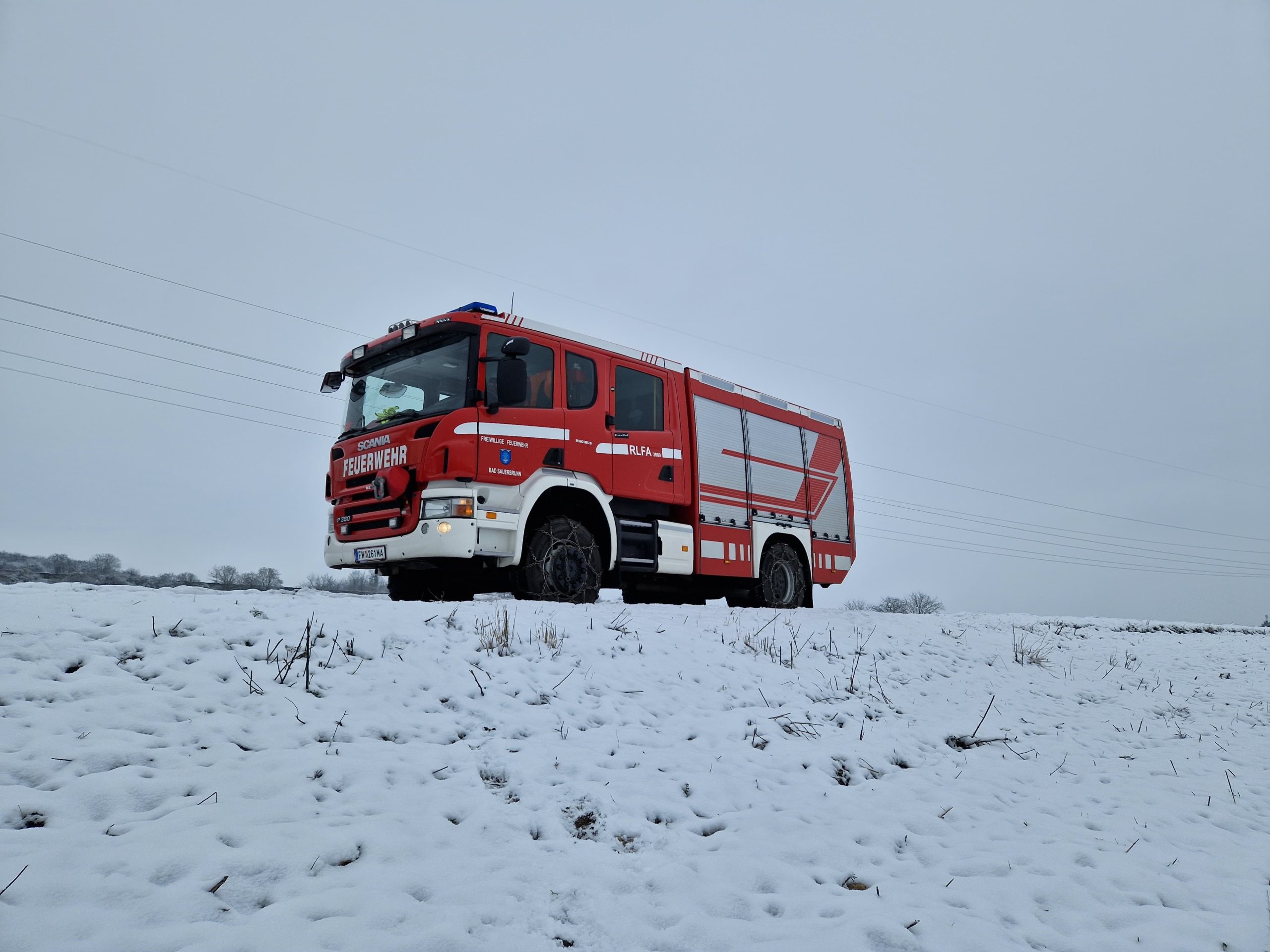 RLF-A 3000 der Freiwilligen Feuerwehr Bad Sauerbrunn im Winter