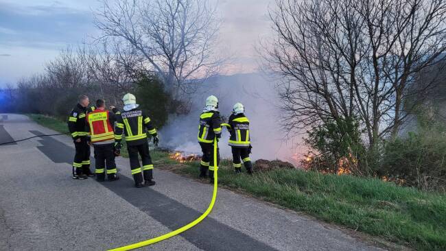 Einsatzkräfte bei einem Flurbrand in Bad Sauerbrunn
